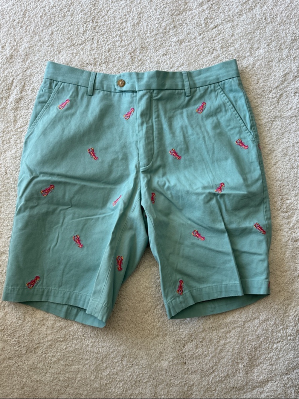 J. McLaughlin Mint Green Shorts with Pink Embroidery